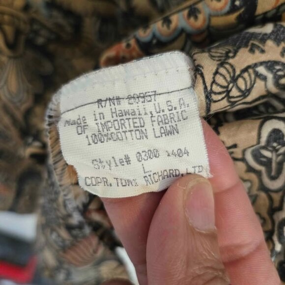 Vintage Tori Richard Honolulu Aloha Shirt Cotton Lawn Men's Size L #803 - Picture 4 of 4
